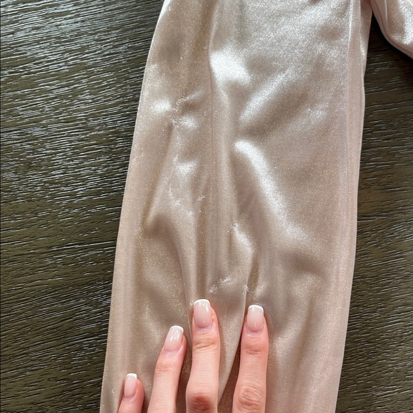 Lurelly Champagne sheen keyhole cut out longsleeve mini dress XS holiday NYE - Picture 13 of 16